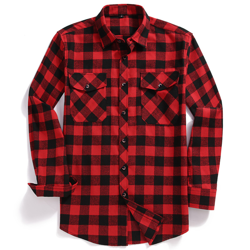 Mùa Thu Nam Tay Dài Cài Nút Cổ - đánh giá và giá Flannel Shirt Lined