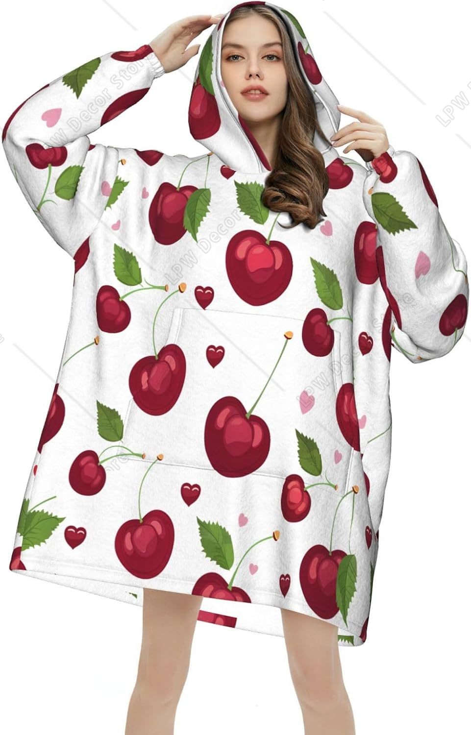 Summer Cherry Fruit Pattern We - đánh giá và giá Sherpa Hoodie Fleece