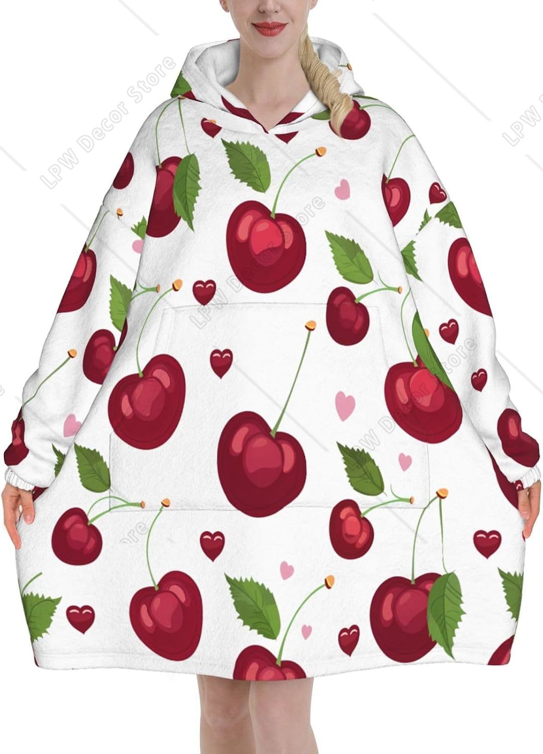 Summer Cherry Fruit Pattern We - đánh giá và giá Sherpa Hoodie Fleece