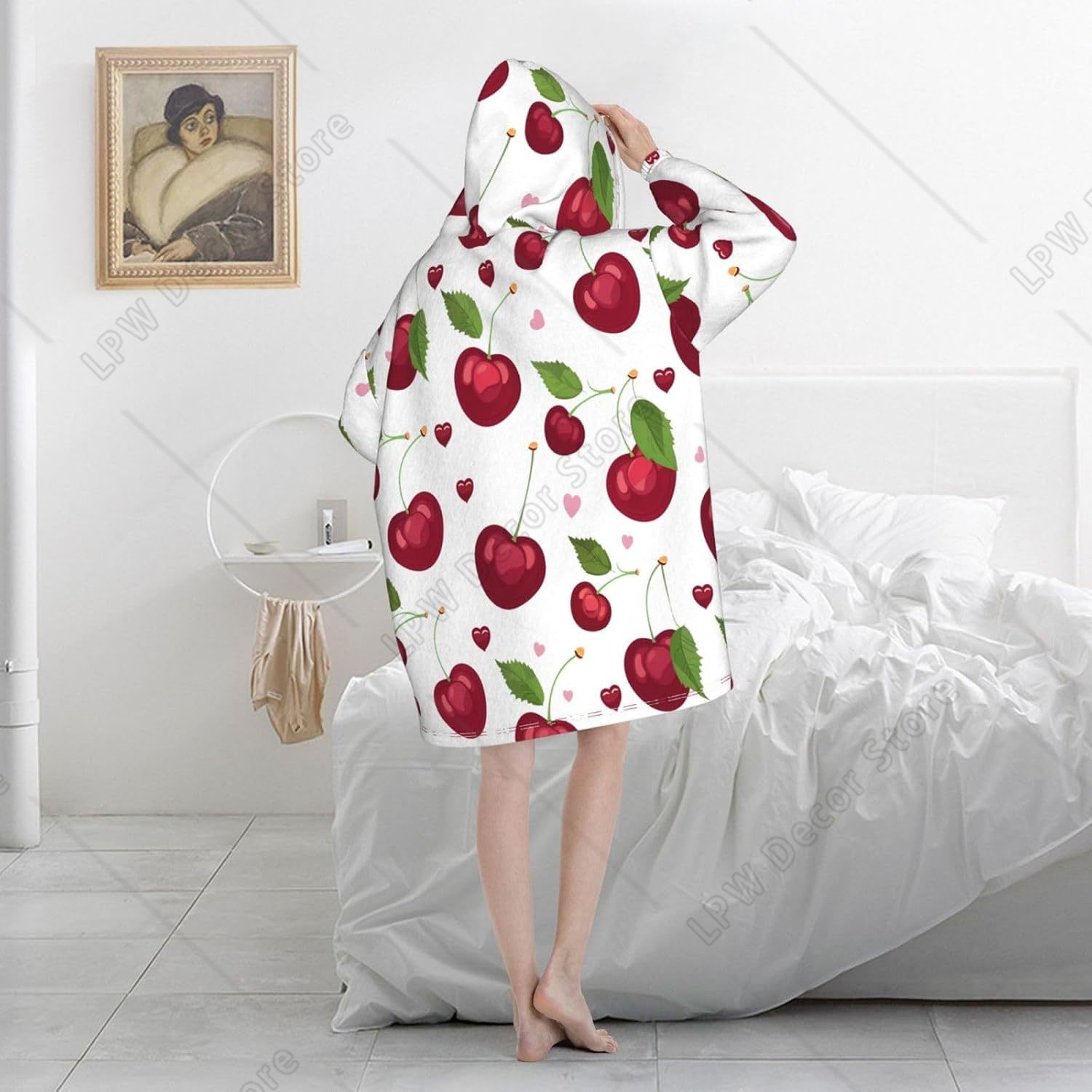 Summer Cherry Fruit Pattern We - đánh giá và giá Sherpa Hoodie Fleece