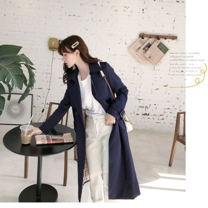 Korean Vintage Long Sleeve Mid - đánh giá và giá Wool Coat Peacoat