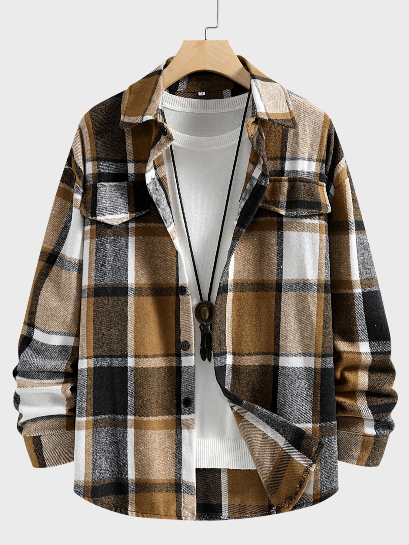 Retro Plaid Shirt Men Casual E - đánh giá và giá Flannel Shirt Lined
