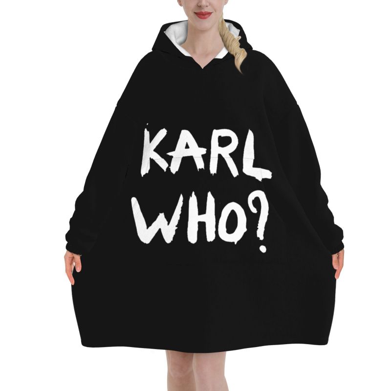 Karl Who Slogan Black Wearable - đánh giá và giá Sherpa Hoodie Fleece