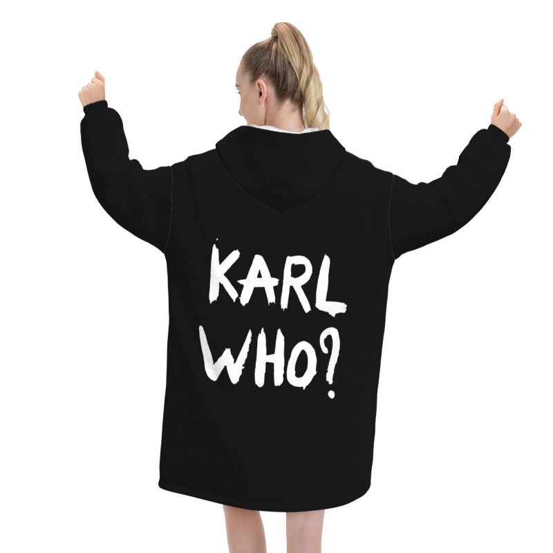 Karl Who Slogan Black Wearable - đánh giá và giá Sherpa Hoodie Fleece